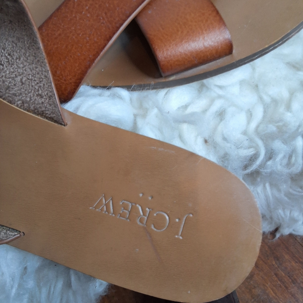 J.Crew Brown Crisscross Slide Sandals Flat Minimalist Resort Sandals 10 - Picture 6 of 10